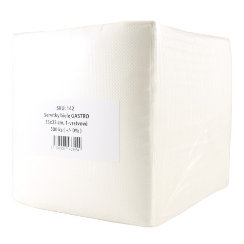 Servítky biele 1vr.GASTRO PREMIUM 33x33cm 500ks v komprimovanom balení