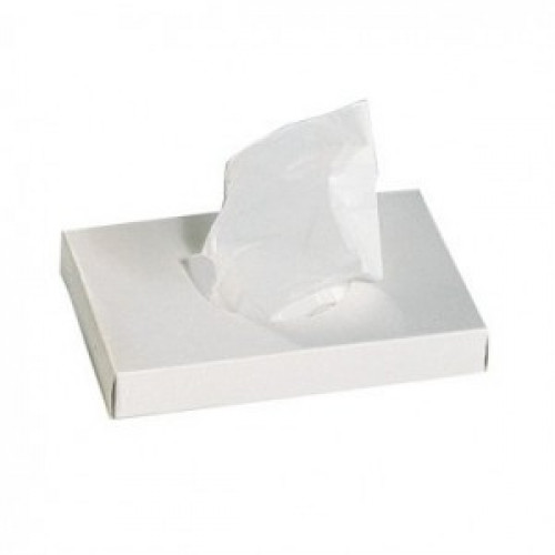 HDPE – Mikroténové dámske hygienicke vrecká, 80+60x250mm/0,015mm, biele, box 30 ks