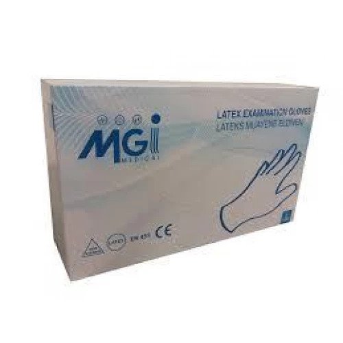 Latexové rukavice MGI jednorázové L 100ks, pudrované