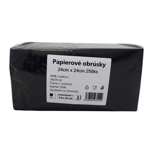 Servítky čierne 2vrst. 24x24cm 250ks Servítky čierne 2vrst. 24x24cm 250ks
