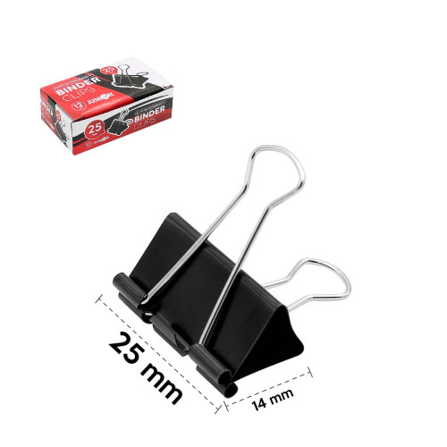 Klip binder/čierny JUNIOR, 25 mm - 12 ks