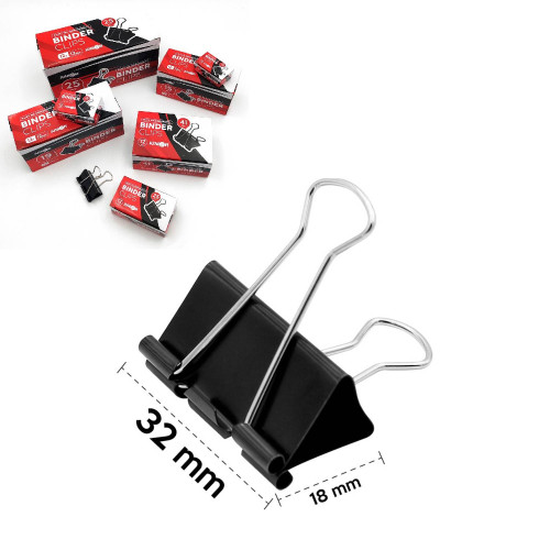 Klip binder/čierny JUNIOR, 32 mm - 12 ks