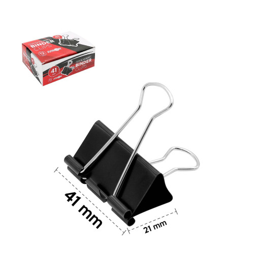Klip binder/čierny JUNIOR, 41 mm - 12 ks