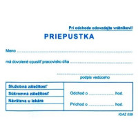 Tlačivo Priepustka A7, 100 listov