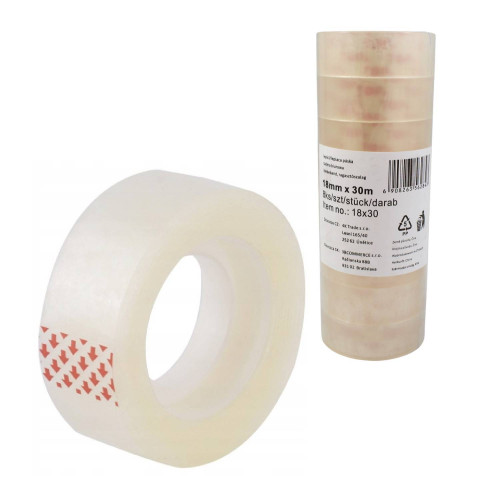 Lepiaca páska 18 mm x 30 m, priehľadná – 8 ks
