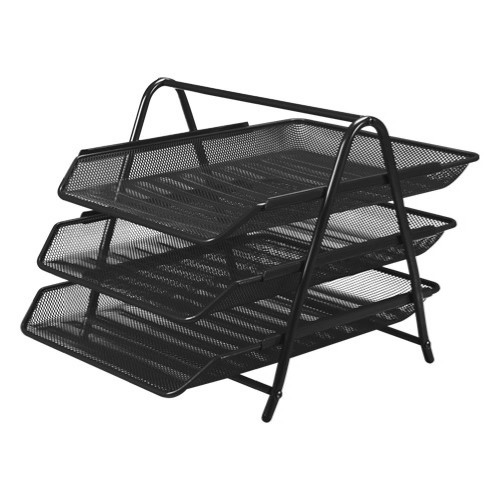 Drôtený stojan s 3 listovými zásuvkami - čierny