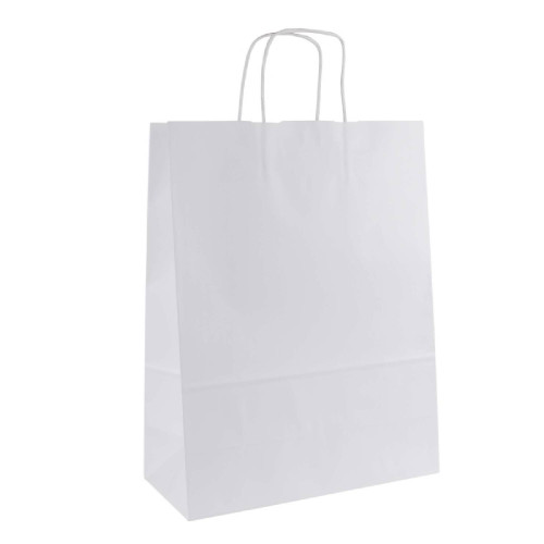 Papierová taška biela s papierovým motúzom 25x15x29cm - 50ks