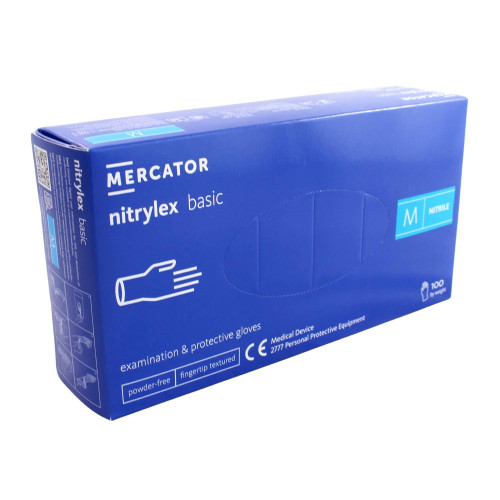 Nitrilové rukavice jednorázové MERCATOR nitrylex basic - tmavo modré M 100ks