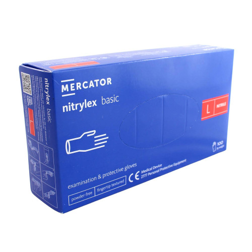 Nitrilové rukavice jednorázové MERCATOR nitrylex basic - tmavo modré L 100ks