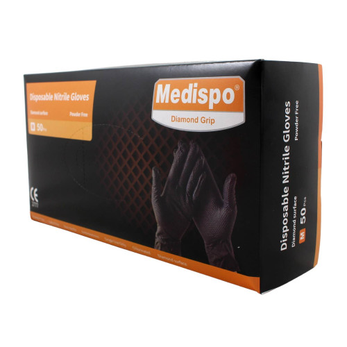 Nitrilové ochranné rukavice čierne MEDISPO grip - M 50ks