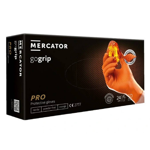 Nitrilové ochranné rukavice oranžové Mercator gogrip PRO – L 50ks