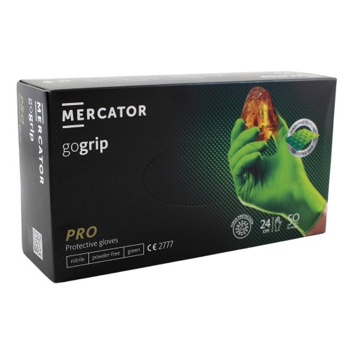 Nitrilové ochranné rukavice zelené Mercator gogrip–L 50ks
