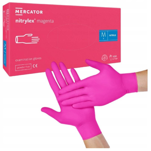 Nitrilové rukavice jednorázové MERCATOR nitrylex magenta M 100ks