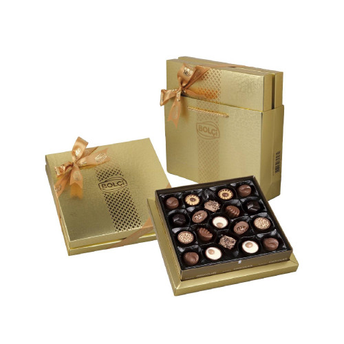 Čokoládová bonboniéra BOLCI Diamond Gold s darčekovou taškou 215g Čokoládová bonboniéra BOLCI Diamond Gold s darčekovou taškou 215g
