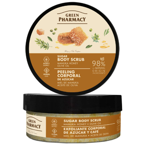 Green Pharmacy cukrový telový peeling 200 ml - Manuka med a olivový olej