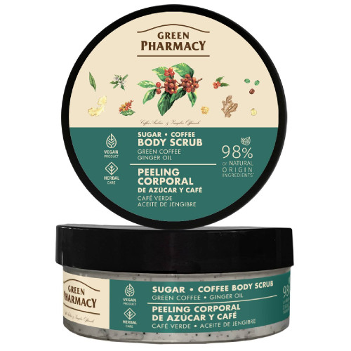 Green Pharmacy cukrový telový peeling 200 ml - Zelená káva a zázvorový olej