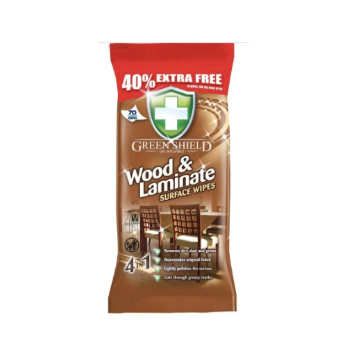 GREEN SHIELD drevo/laminát 4v1 čistiace vlhčené utierky 70ks