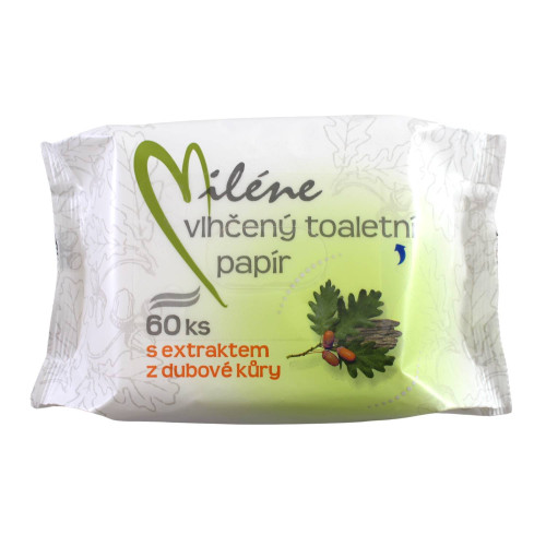 Miléne vlhčený toaletný papier z extraktom z dubovej kôry 60ks