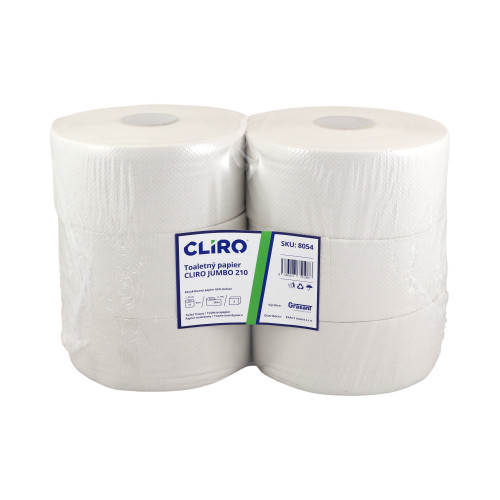 Toaletný papier CLIRO JUMBO Ø 21CM 2vrst. 200m  6ks