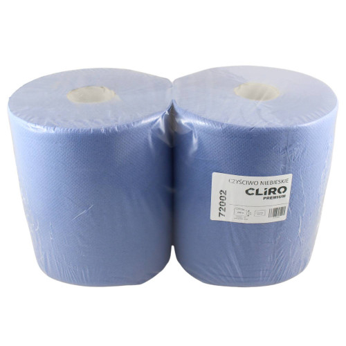 Priemyselná papierová utierka CLIRO modrá, 2vrst., 200m, 2ks