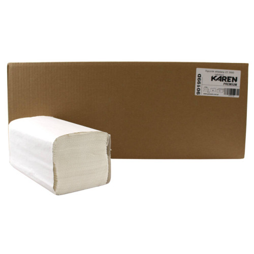 ZZ skladané papierové utierky KAREN 21x20cm, 2vr. 100 % celulóza (3000ks)