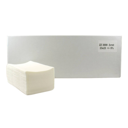 ZZ skladané papierové utierky 100%cel. 2vrst. 23x23cm (3000ks)