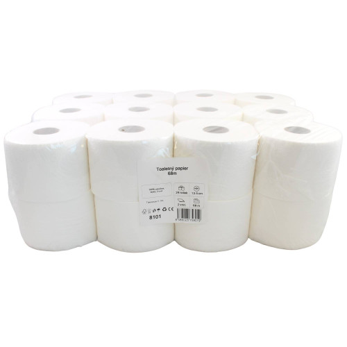 Toaletný papier,100% celulóza, 2 vrst., 68m – 24ks
