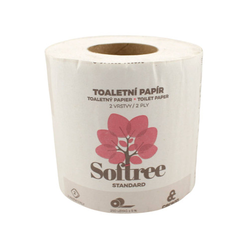 Toaletný papier Softree, recykel, 2vrst., 250 útržkov 1ks