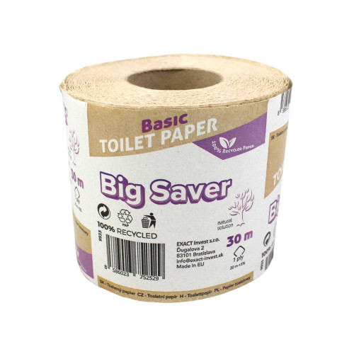 Toaletný papier Big Saver Basic 30 m 1-vrstvový (1ks) Toaletný papier Big Saver Basic 30 m 1-vrstvový (1ks)