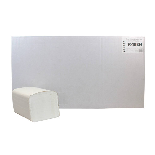 Servítky Karen biele, 2vrst., 100% celulóza, 16x23cm 8000 ks